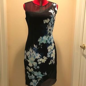 Ellie Tahari Scuba MIDI Mesh Dress EUC